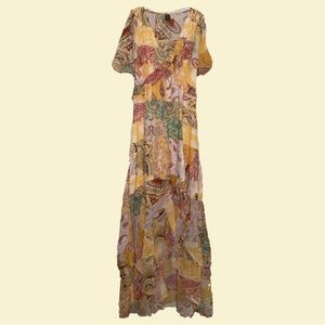 Yellow, short sleeve, maxi, ruffle, layers